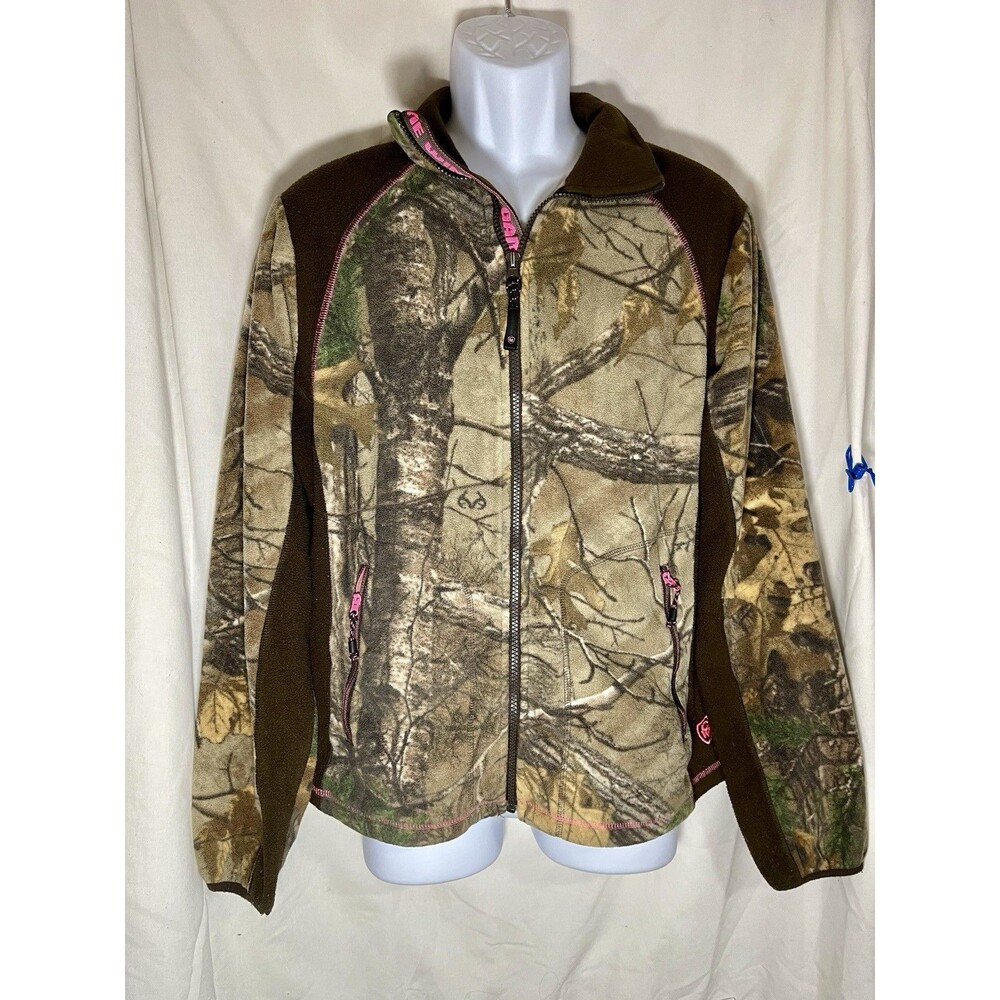Game Winner Women's XL Camo Fleece Jacket Full Zip Realtree Pink Trim Hunting